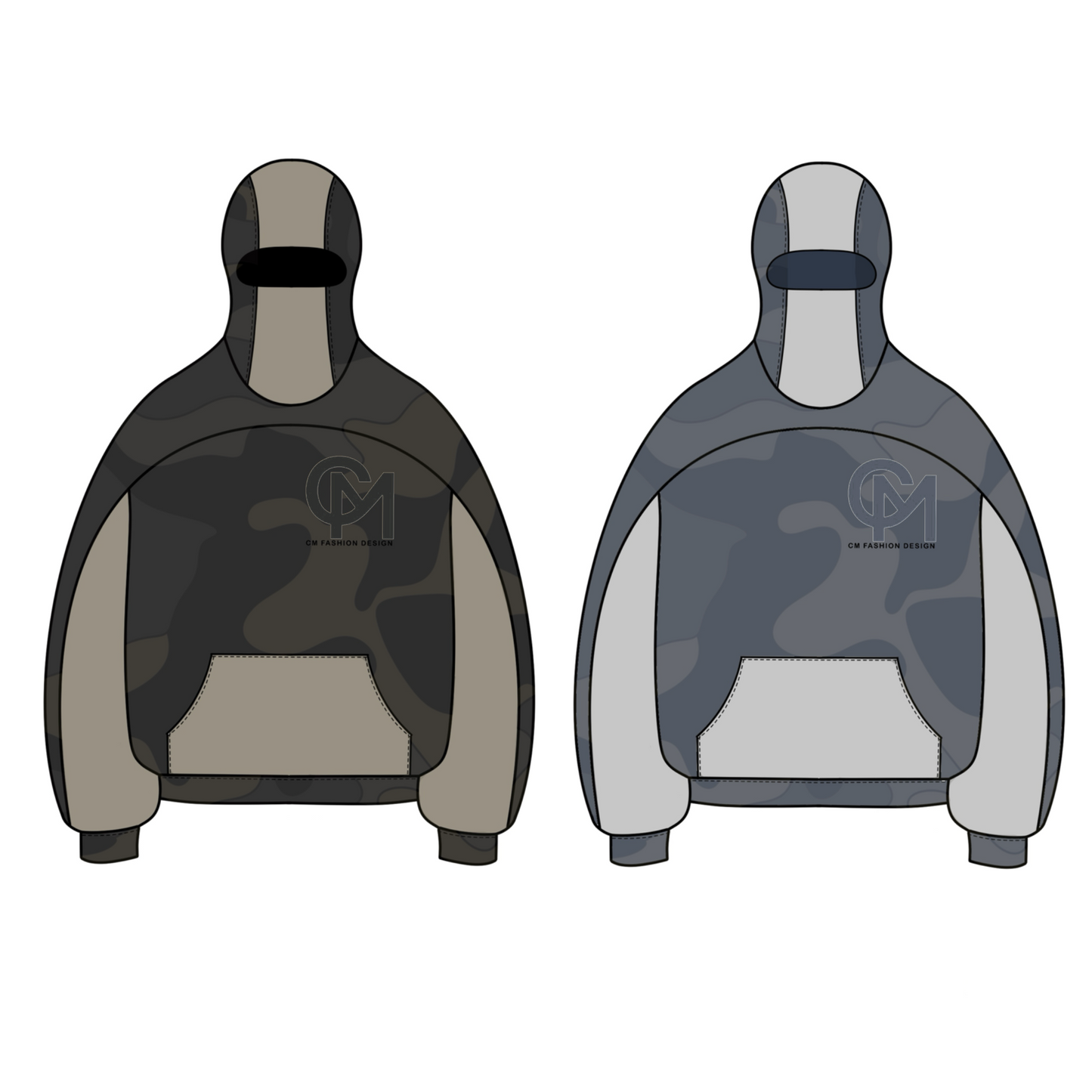 Balaclava hoodie clothing design mock-up 