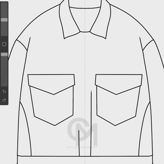 Drawing of a denim Jean and jacket clothing mock-up design 