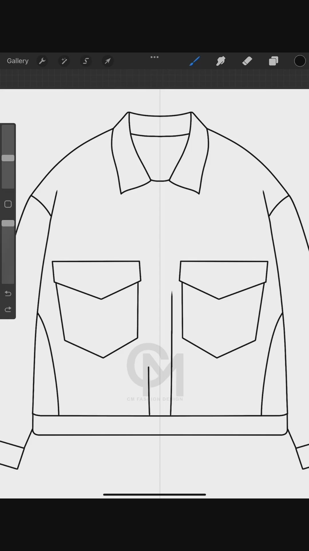 Drawing of a denim Jean and jacket clothing mock-up design 