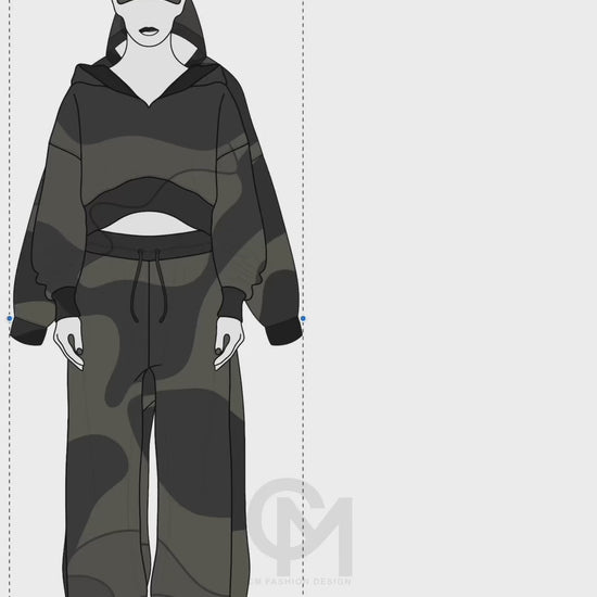 Crop hoodie Tracksuit Mock-up clothing design 